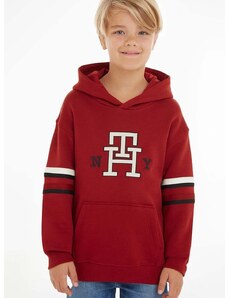 Παιδική μπλούζα Tommy Hilfiger χρώμα: κόκκινο, με κουκούλα