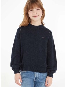 Παιδικό μάλλινο πουλόβερ Tommy Hilfiger χρώμα: ναυτικό μπλε