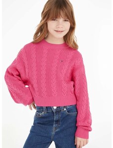 Παιδικό βαμβακερό πουλόβερ Tommy Hilfiger χρώμα: ροζ