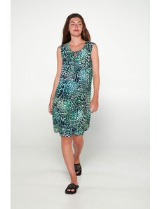 Vamp γυναικείο φόρεμα πράσινο εμπριμέ viscose regular fit 20407