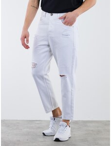 VATACH Ανδρικό Παντελόνι Jean με Σκισίματα - Άσπρο - 005008