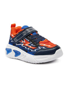 Geox J Assister Β.C Navy/Orange Παιδικά Ανατομικά Sneakers με φωτάκια Led Μπλε (J45DZB 02ACE C0820)