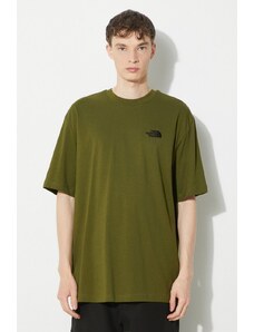 Βαμβακερό μπλουζάκι The North Face M S/S Essential Oversize Tee ανδρικό, χρώμα: πράσινο, NF0A87NRPIB1