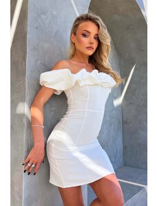 Joy Fashion House Esmeralda μίνι φόρεμα με βολάν λευκό