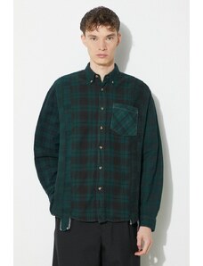 Βαμβακερό πουκάμισο Needles Flannel Shirt ανδρικό, χρώμα: πράσινο, NS303