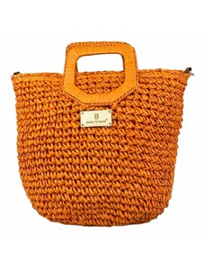 BagtoBag Τσάντα χειρός ψάθινη-ZC-12 - Πορτοκαλί