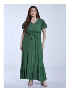 Celestino Βαμβακερό φόρεμα με βολάν πρασινο σκουρο για Γυναίκα
