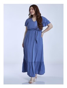 Celestino Βαμβακερό φόρεμα με βολάν μπλε για Γυναίκα