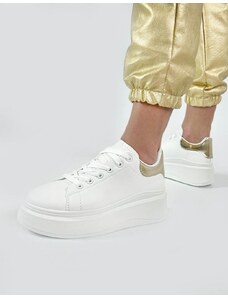 INSHOES Basic sneakers με διπλή σόλα Λευκό/Χρυσό