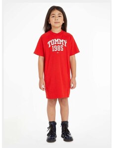 Παιδικό βαμβακερό φόρεμα Tommy Hilfiger Χρώμα: κόκκινο