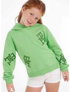 Παιδική μπλούζα Tommy Hilfiger χρώμα: πράσινο, με κουκούλα