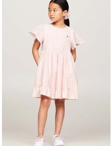 Παιδικό βαμβακερό φόρεμα Tommy Hilfiger χρώμα: ροζ