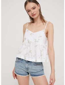 Βαμβακερή μπλούζα Tommy Jeans γυναικεία, χρώμα: άσπρο