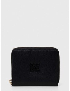 Δερμάτινο πορτοφόλι Dkny γυναικείο, χρώμα: μαύρο, R411KB98