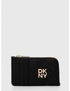Δερμάτινο πορτοφόλι Dkny γυναικείο, χρώμα: μαύρο, R411BB82