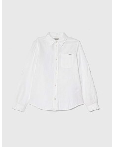 Παιδικό πουκάμισο από λινό μείγμα Guess χρώμα: άσπρο