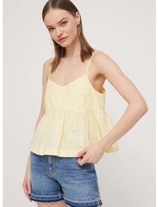 Βαμβακερή μπλούζα Tommy Jeans γυναικεία, χρώμα: κίτρινο