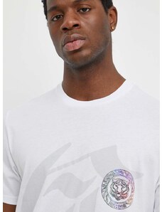 Βαμβακερό μπλουζάκι Just Cavalli ανδρικά, χρώμα: άσπρο