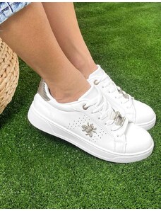INSHOES Basic sneakers με διακοσμητικό από strass Λευκό/Ασημί