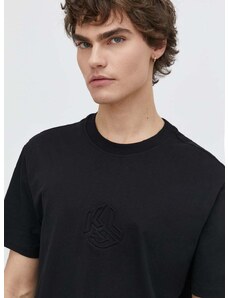 Βαμβακερό μπλουζάκι Karl Lagerfeld Jeans ανδρικά, χρώμα: μαύρο