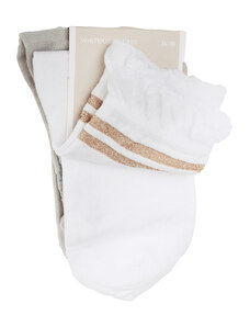 Tamaris White/Light Grey Γυναικείες Κάλτσες Λευκές/Γκρι -2 Pack (99660)