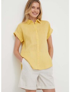Πουκάμισο από λινό Lauren Ralph Lauren χρώμα: κίτρινο