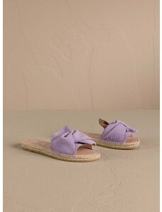 Παντόφλες σουέτ Manebi Hamptons Sandals With Knot γυναικείες, χρώμα: μοβ, W 1.3 JK