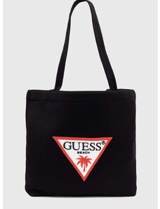Τσάντα παραλίας Guess χρώμα: μαύρο