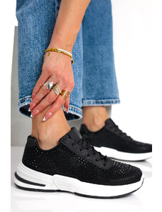 Ligglo Μαύρα Sneakers με Στρας & Γκλίτερ Διακόσμηση