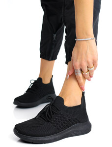 Ligglo Μαύρα Sneakers σε Κάλτσα με Κορδόνια