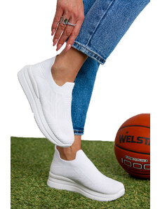 Ligglo Λευκά Δίπατα Αθλητικά Παπούτσια σε Κάλτσα