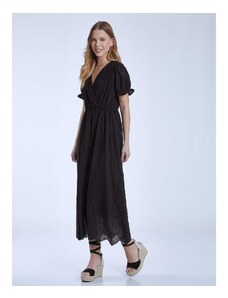 Celestino Κεντητό διάτρητο βαμβακερό φόρεμα μαυρο για Γυναίκα