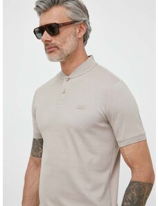 Βαμβακερό μπλουζάκι πόλο Calvin Klein χρώμα: μπεζ