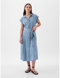 GAP Μπλε Denim Midi Shirtdress Φόρεμα