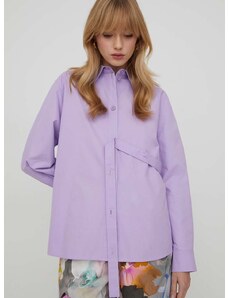 Βαμβακερό πουκάμισο Stine Goya Martina Solid χρώμα: μοβ