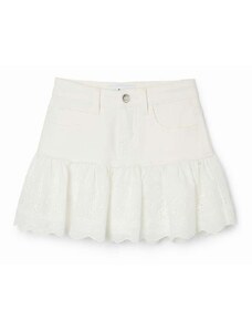 Παιδική τζιν φούστα Desigual χρώμα: άσπρο