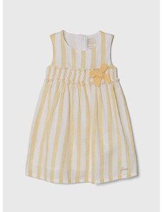 Φόρεμα με μείγμα από λινό για παιδιά Guess χρώμα: κίτρινο
