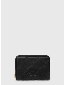 Δερμάτινο πορτοφόλι Tory Burch γυναικεία, χρώμα: μαύρο