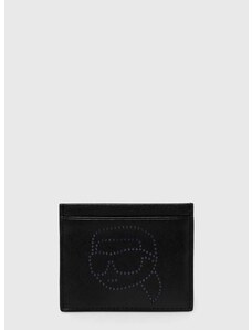 Δερμάτινη θήκη για κάρτες Karl Lagerfeld χρώμα: μαύρο