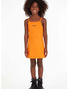 Παιδικό φόρεμα Calvin Klein Jeans χρώμα: πορτοκαλί