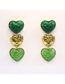 jewels4u Σκουλαρίκια καρδιά με πράσινο αχάτη - JWLS11820