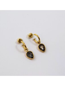 jewels4u Σκουλαρίκια με ζιργκον σε σκούρο γκρι χρώμα - JWLS11822