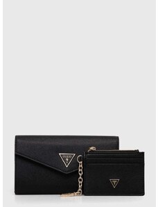 Πορτοφόλι και θήκη ράπουλας Guess γυναικείο, χρώμα: μαύρο, GFBOXW P4202