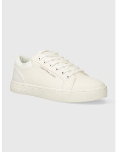Πάνινα παπούτσια Calvin Klein Jeans CLASSIC CUPSOLE LOW LTH IN DC χρώμα: άσπρο, YM0YM00976