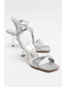 LuviShoes LEND Women's Silver Patterned Heels Shoes