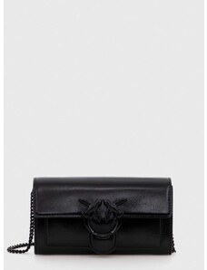 Δερμάτινο πορτοφόλι Pinko γυναικείο, χρώμα: μαύρο, 100062 A124