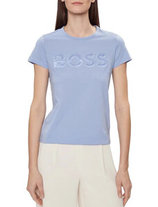 Boss Cotton-Jersey In Regular Fit T-Shirt With Seasonal Detailing-Light Blue