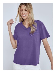 Celestino T-shirt με βαμβάκι μωβ σκουρο για Γυναίκα