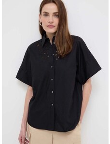 Βαμβακερό πουκάμισο Karl Lagerfeld χρώμα: μαύρο