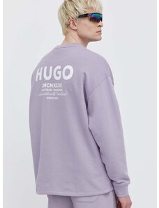 Βαμβακερή μπλούζα Hugo Blue χρώμα: μοβ